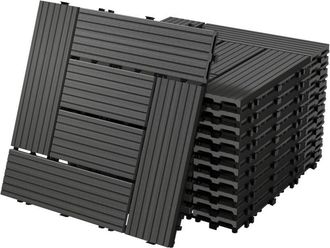 ECD Germany Ecd Germany Baldosas De Patio Wpc De 30x30 Cm 55 Piezas Por 5m&sup2; Con Aparencia De Madera Antracita Mosaico Con Sistema De Drenaje Instalaci&oacute;n Mediante 