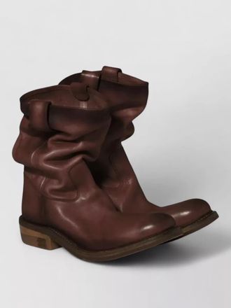 Miu Miu leather mid calf pull on boots