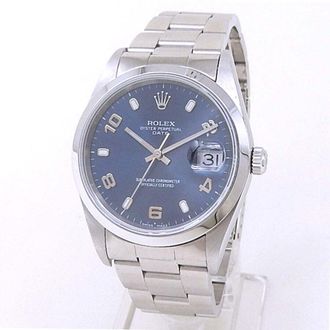Rolex Pre-owned Rolex Oyster Perpetual Automatic Chronometer Blue Dial Mens Watch 15200