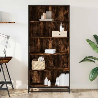 Berkfield Home Modern Bookcase Smoked Oak 80.5x35x170.5 cm Engineered Wood in Brown