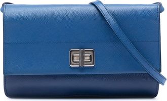 Prada Pre-owned Prada Saffiano Turn Lock Wallet on Strap Ladies 1T0T12W183HTFB8W