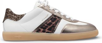 Tamaris Womens White Leopard Leather Trainers Sneaker Shoes