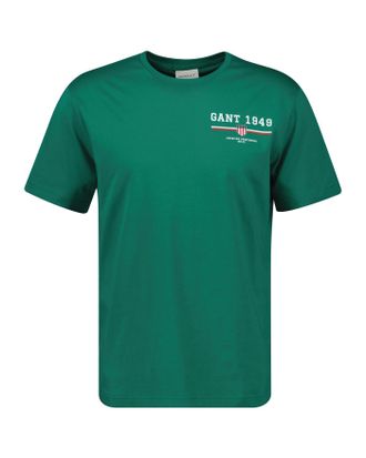 GANT T-Shirt GANT GRAPHIC SS T-SHIRT, Herren, Gr. L, gr&uuml;n (deep gr&uuml;n), Jersey, Obermaterial: 100% Baumwolle, regular fit, Rundhals, Shirts T-Shirt, Print, 