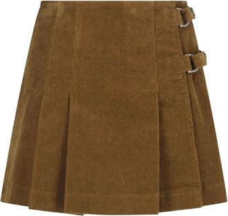 Golden Goose Minigonna a portafoglio in velluto a coste plissettata - - Skirts - Donna - Marrone - XS