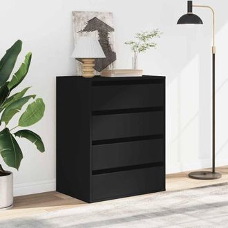Berkfield Home Classic Corner Chest of Drawers Black 60x41x76 cm Engineered Wood | Size: 60 x 41 x 76 cm