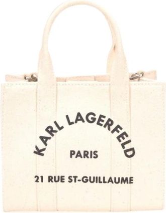 Karl Lagerfeld K/Rue St Guillaume Mini Crossbody - Dames - Handtassen - Beige - ONE Size - Katoen - Tassen