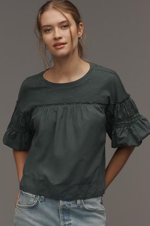 Pilcro Reworked Ruffle-Sleeve Top