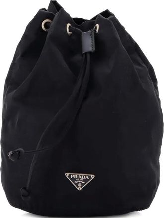 Prada Drawstring Wristlet Tessuto Small bucket bag - Zwart