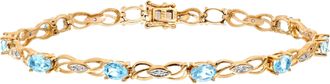 Diamant L'&eacute;ternel Womens 9ct Yellow Gold Ladies Diamond and Blue Topaz Bracelet - One Size
