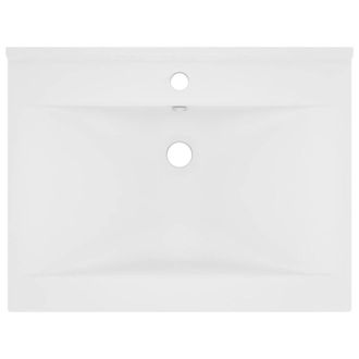 Berkfield Home Luxury Basin with Faucet Hole Matt White 60x46 cm Ceramic