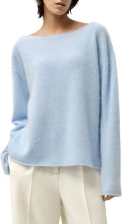 LilySilk Boat-neck Brushed Cashmere Sweater in Illusion Blue at Nordstrom, Size X-Small