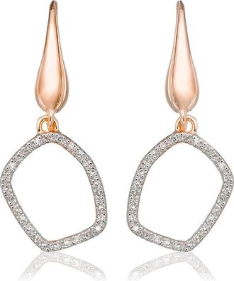 Monica Vinader Riva Mini Diamond Hoop Earrings, Rose Gold Vermeil on Silver
