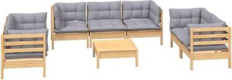 vidaXL 8 Pcs Conj. Garden Lounge Con Pino De Almohada Gris - 299012