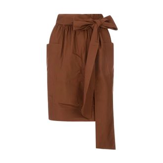 Chlo&eacute; Bow-Detail Patch-Pocket Pencil Skirt - female - Chlo&eacute; - Short Skirts - Brown - XS - Skirts