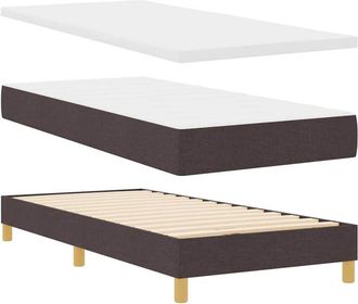 vidaXL Cama Tipo Box Spring Marr&oacute;n Oscuro Y Blanco 80 X 200 Cm Tela Vidaxl