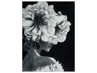 Schubiger M&ouml;bel Bild Lady mit Blumenper&uuml;cke in Schwarz-Weiss