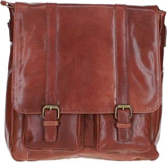 Ashwood Leather Mens Real Messenger Bag with Front Buckle Pockets - Chocolate - One Size