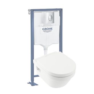 Villeroy & Boch Pack Inodoro Suspendido Sin Cerco Villeroy Et Boch Architectura + Asiento + Placa Cromada + Estructura Grohe
