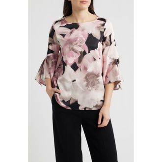 Anne Klein Flare Cuff Top in Anne Black Multi at Nordstrom Rack, Size X-Large P