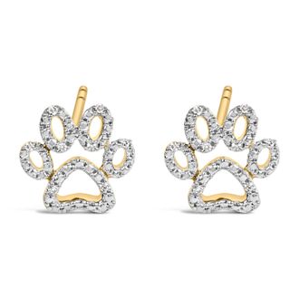 House of Brilliance Gold Vermeil Diamond Accent Pet Paw Earring
