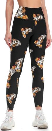 Generic Autumn Leaves - Basset Hound Leggings for Women High Waist Tummy Control Workout Yoga Pants for Running Athletic M