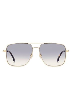 Victoria Beckham Navigator 57mm Aviator Sunglasses in Gold/Blue Sf Ar at Nordstrom
