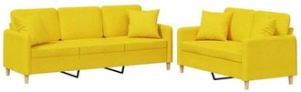 vidaXL Juego De Sof&aacute;s Con Cojines 2 Piezas Tela Amarillo Claro Vidaxl