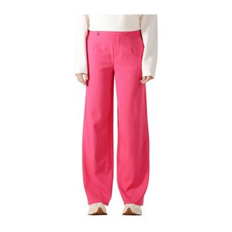 Object Object, Broeken, Dames, Roze, 2Xl, Roze Wijde Pijp Broek Elegante Stijl