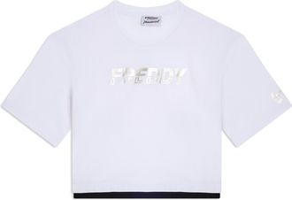 Freddy T-shirt cropped con inserto a contrasto e logo perlato