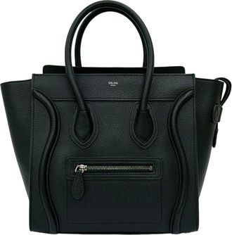 Celine Black Leather Handbag Tote Bag (Pre-Owned)
