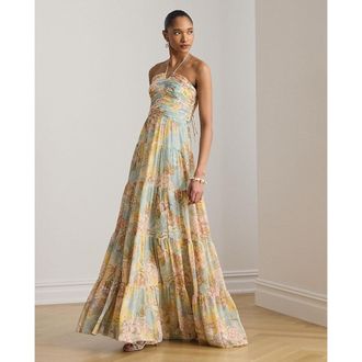 Ralph Lauren Lange strapless jurk met bloemenprint