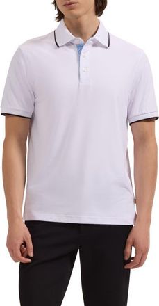 Bugatchi Performance Tipped Polo in White at Nordstrom, Size Xx-Large