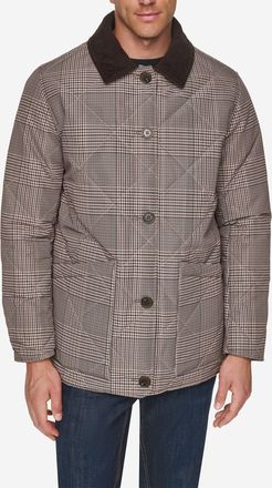 Cole Haan Mens Reversible Plaid Quilted Barn Jacket - Brown Size Medium
