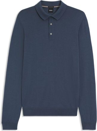 BOSS Knitted polo sweater in virgin wool