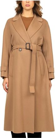 Max Mara Ebano Double-breasted Jas - Dames - Jas met riem - Bruin - 2XS - Wol - Jassen