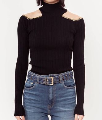 Ganni Open Shoulder Blouse In Black