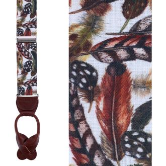 Trafalgar Store Birds of a Feather Linen Button End Suspenders in Brown at Nordstrom