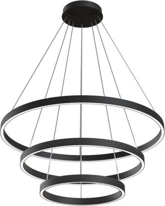 Maytoni Rim L&aacute;mpara De Techo Colgante Circular De 3 Niveles Led Negra Integrada Con Borde Moderno - Maytoni