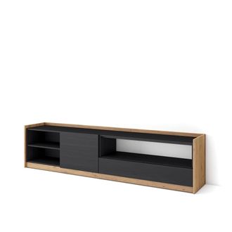 Skraut Home Mueble tv efecto madera negro y roble 208x37x50cm