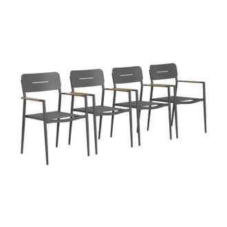 Sweeek Sill&oacute;n de jard&iacute;n de aluminio y textileno, set de 4, antracita