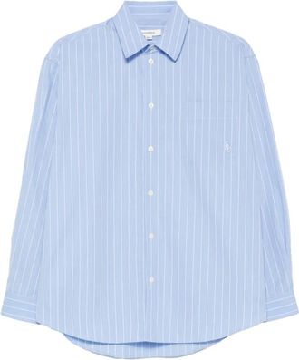 Sporty & Rich Vertical Stripe Button-Down Shirt - female - Sporty & Rich - Shirts - Blue - L - Blouses & Shirts