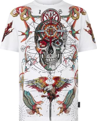 Philipp Plein Ronde Hals T-Shirt Tattoo Stones - Heren - T-shirts - Veelkleurig - L - Katoen - Tops
