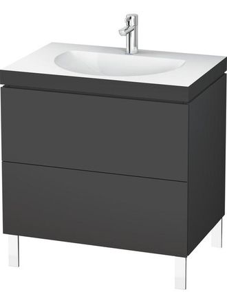 Duravit Lavabo Para Muebles Duravit L-cube C-bonded Con Base, Colgado En La Pared, 120x48 Cm, 1 Extra&iacute;ble, Sin Rebosadero, 3 Agujeros Para Grifos, Color: Graf