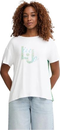 Liu Jo Printed Insert T-shirt - Dames - T-shirts - Wit - S - Polyester - Tops