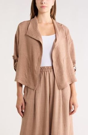 Max Studio Textured Drape Jacket in Heather Mushroom at Nordstrom Rack, Size X-Small