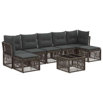 vidaXL Conjunto De Sof&aacute;s De Jard&iacute;n 8 Pcs Gris Rat&aacute;n Sint&eacute;tico Vidaxl