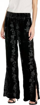 Johnny Was Renee Velvet Side Slit Palazzo Pant In Black