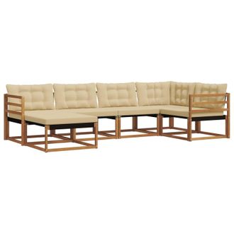 vidaXL Conjunto De Sof&aacute;s De Exterior Con Coj&iacute;n 6 Pcs Natural Y Beige Vidaxl