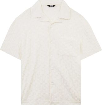GCDS Terry Monogram Shirt - Heren - Korte mouwen Overhemden - Wit - L - Katoen - Overhemden