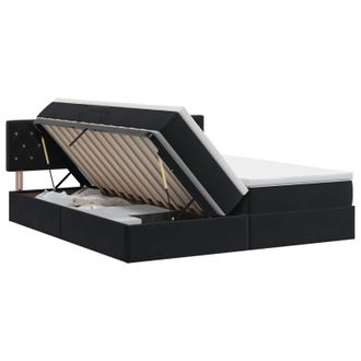 vidaXL Cama Con Almacenamiento Con Cabecera 2 Uds. Negro Vidaxl